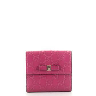 Gucci Bow French Wallet Guccissima Leather Compact