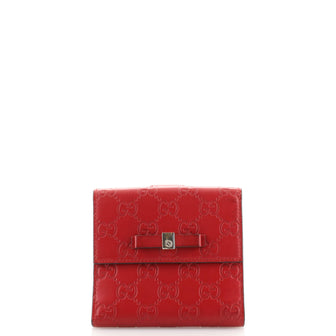 Gucci Bow French Wallet Guccissima Leather Compact