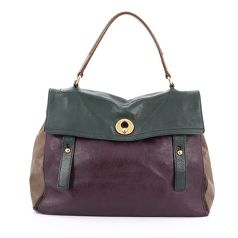 Saint Laurent Tricolor Muse Two Handbag Leather Large Purple