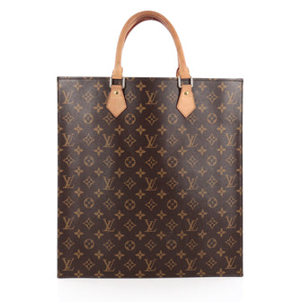 Louis Vuitton Sac Plat Handbag Monogram Canvas GM brown