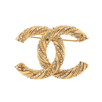 Chanel Twisted CC Brooch Metal with Crystals
