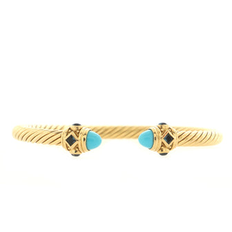 David Yurman Renaissance Cable Bracelet 18K Yellow Gold with Turquoise and Topaz 5mm