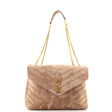 Saint Laurent LouLou Shoulder Bag Matelasse Chevron Suede Medium