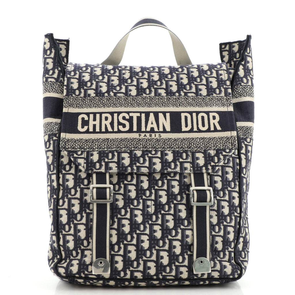 christian dior backpack mini Christian Dior Flap Backpack Oblique Canvas Mini Blue 1754191