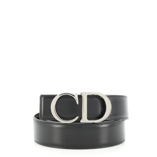 Christian Dior CD Buckle Belt Leather Wide Black 1754642