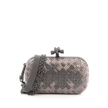 Bottega Veneta Mosaique Box Knot Clutch Ayers Small Neutral