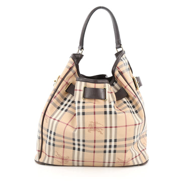 Burberry Walden Hobo Haymarket Coated Canvas Medium brown
