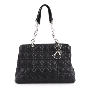Christian Dior Soft Zipped Shopping Tote Cannage Quilt Lambskin Medium black