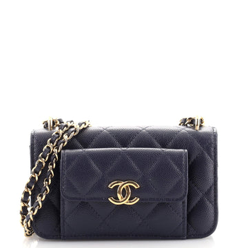 Chanel Pocket Twins Clutch with Chain Quilted Caviar