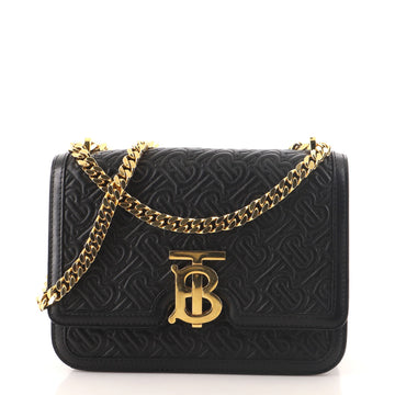 Burberry TB Flap Chain Bag Monogram Embossed Leather Small