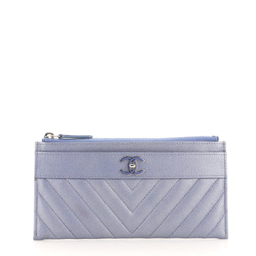 Chanel Mademoiselle Vintage Zip Pouch Chevron Caviar Long