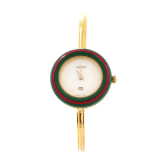 Gucci 1100 Interchangeable Bezel Bangle Quartz Watch Plated Metal with Plastic 26