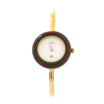 Gucci 1100 Interchangeable Bezel Bangle Quartz Watch Plated Metal with Plastic 26
