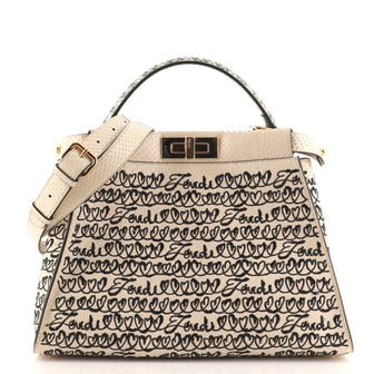 Fendi Peekaboo Bag Embroidered Python Regular