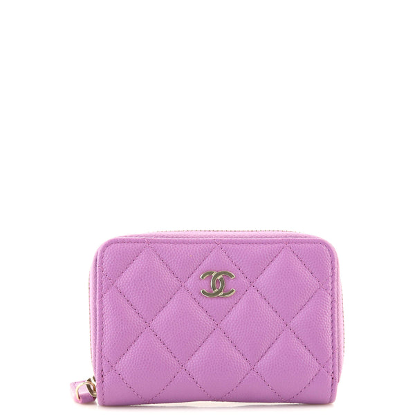 Chanel CC Zip Coin Purse Quilted Caviar Small Purple 1757661
