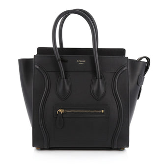 Celine Luggage Handbag Smooth Leather Micro Black