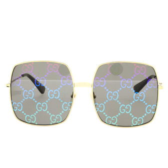 Gucci GG Print Square Sunglasses Metal
