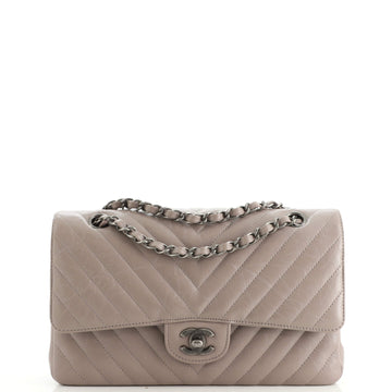 Chanel Classic Double Flap Bag Chevron Iridescent Crumpled Calfskin Medium