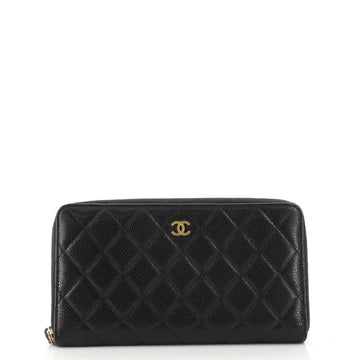 Chanel Zip Around Organizer Wallet Quilted Caviar Large