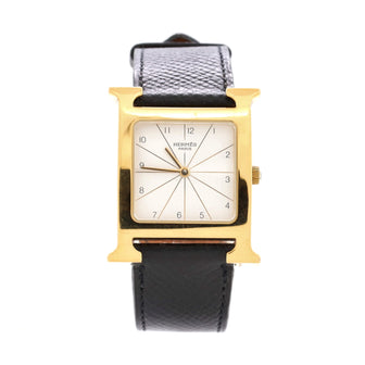Hermes Heure H Quartz Watch Plated Metal and Leather 26