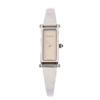 Gucci G-Frame Rectangular Quartz Watch Stainless Steel with Diamonds and Mother of Pearl 12