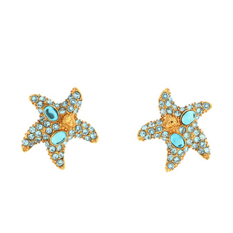 Versace Tresor De La Mer Starfish Stud Earrings Metal with Crystals
