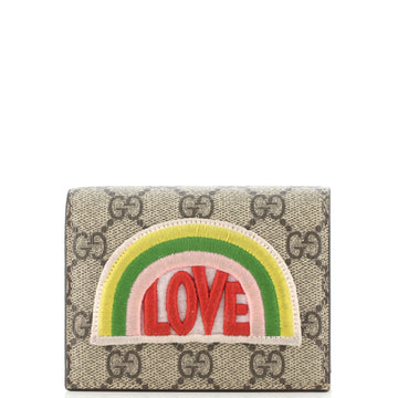 Gucci Flap Card Case GG Coated Canvas with Applique