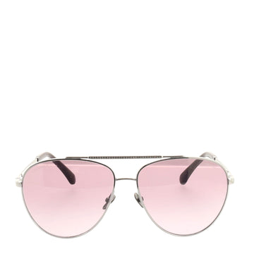 Chanel Aviator Sunglasses Metal with Crystal Detail