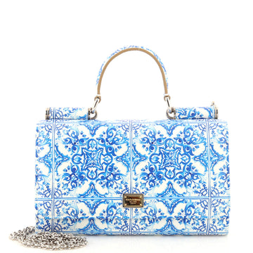 Dolce & Gabbana Sicily Wallet on Chain Printed Leather Mini