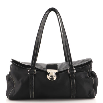 Prada Easy Foldover Pushlock Shoulder Bag Tessuto with Leather Medium