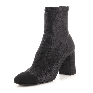 Chanel Women's CC Cap Toe Heeled Sock Boots Lame