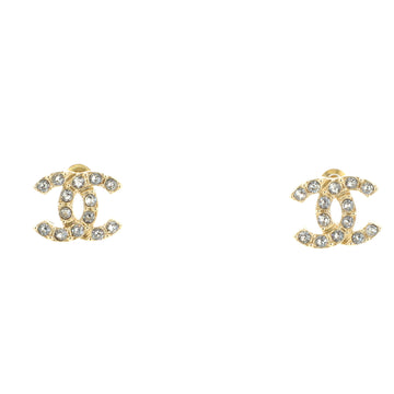 Chanel CC Stud Earrings Metal with Crystals