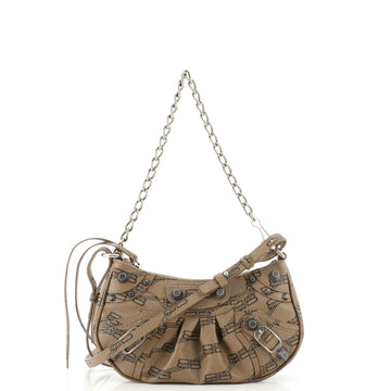 Balenciaga Le Cagole Giant Studs Shoulder Bag BB Monogram Coated Canvas Mini