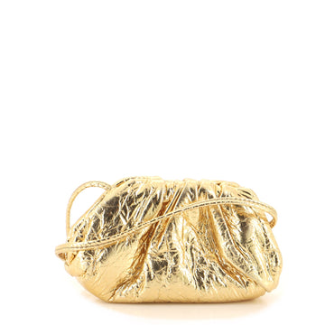 Bottega Veneta The Pouch Crinkled Metallic Leather Mini