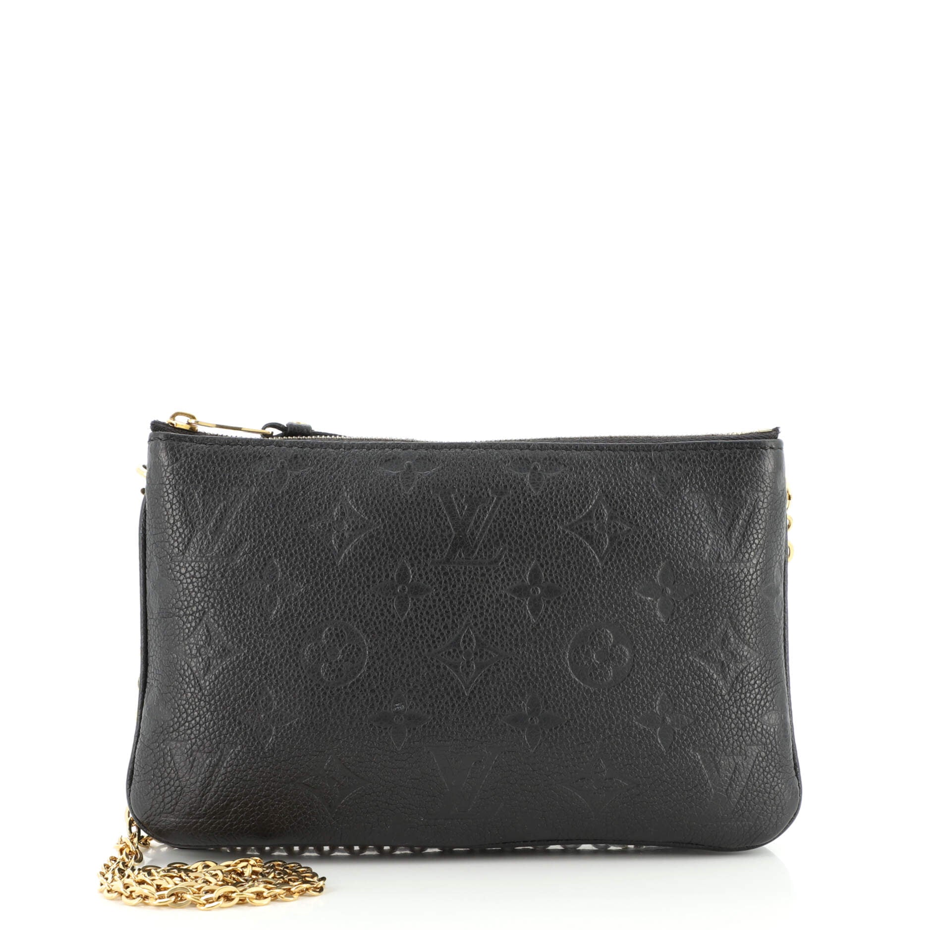 Louis Vuitton Double Zip Pochette Monogram Empreinte Leather Black
