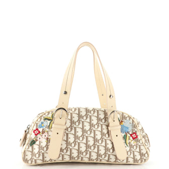 Christian Dior Vintage Bowler Bag Embroidered Diorissimo Canvas Medium