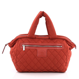 Buy Chanel Coco Cocoon Bowling Bag Quilted Nylon Red 1760713