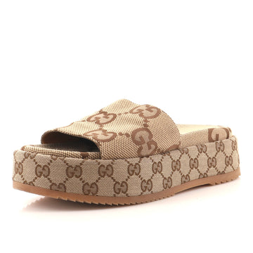 Gucci Women's Angelina Platform Slide Sandals GG Canvas
