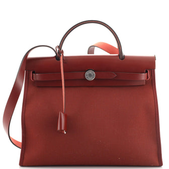 Hermes Herbag Zip Leather and Toile 31