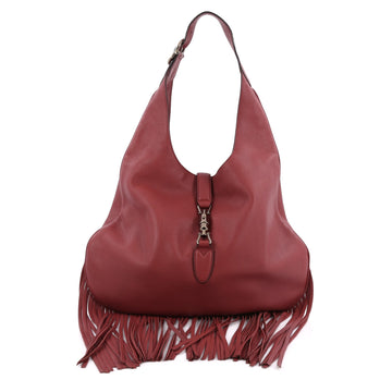 Gucci Nouveau Fringe Jackie Hobo Leather red