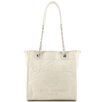 Chanel North South Deauville Tote Glazed Calfskin Small