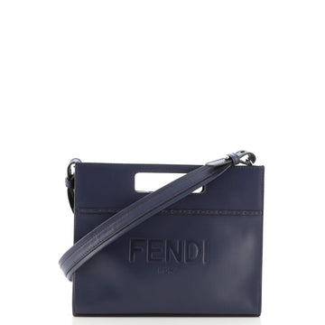 Fendi Logo Cut-Out Handle Shopper Tote Embossed Leather Mini