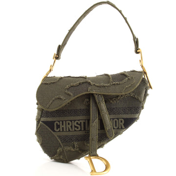 Christian Dior Saddle Handbag Camouflage Embroidered Canvas Medium