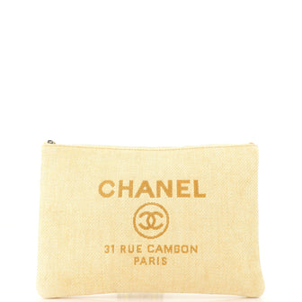 Chanel Deauville Pouch Raffia Large