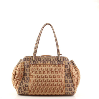 Fendi Shopping Tote Zucchino Coated Canvas with Zucchino Nylon Medium