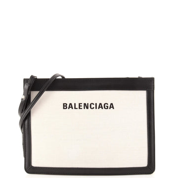 Balenciaga Navy Pochette Canvas and Leather Small