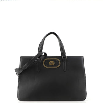 Bottega Veneta Ellittica Tote Leather with Intrecciato Detail Medium