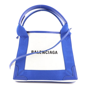 Balenciaga Navy Cabas Canvas and Leather XS