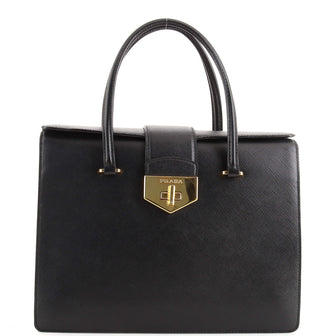 Prada Turnlock Flap Tote Saffiano Leather Medium