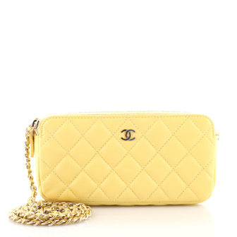 Chanel Double Zip Clutch with Chain Quilted Caviar